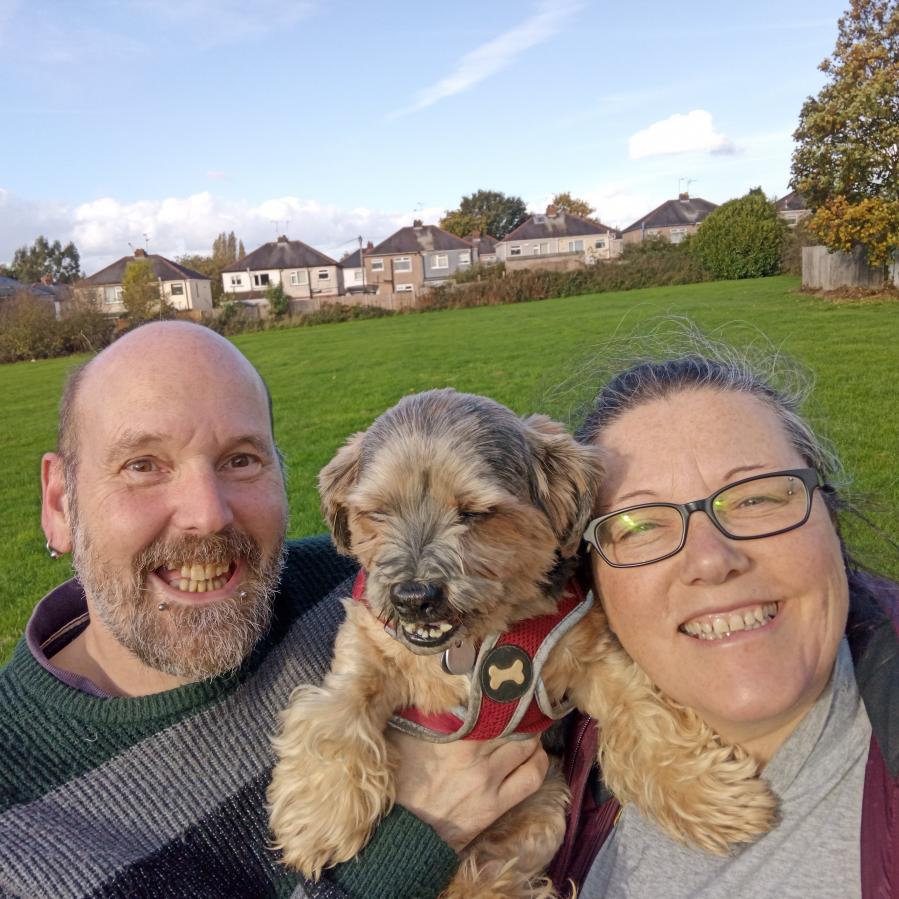 Ian, Boomer and Joolz together in the park